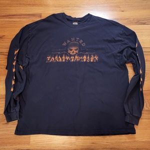 Harley Davidson Blue Skull/Flames Long Sleeve T Shirt 3XL